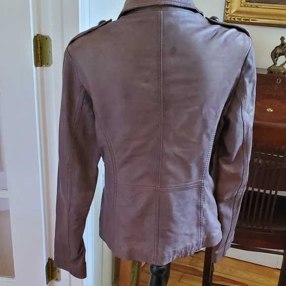 GET READY FOR BROWN ROSNER brown leather jacket size 8 - Picture 4 of 7